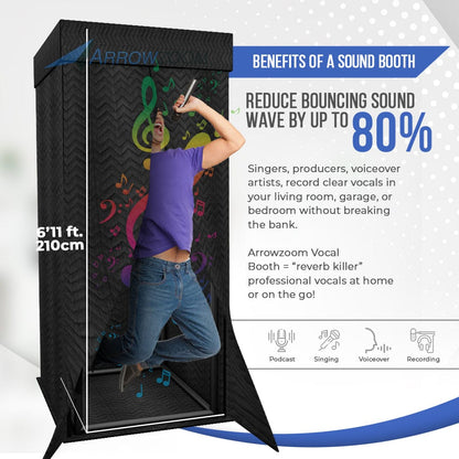 Arrowzoom Sound Absorbing Studio Recording Isolation Privacy Booth | Reduces External Noise for Work, Recording, Podcasts, Singing, Meeting KK1250