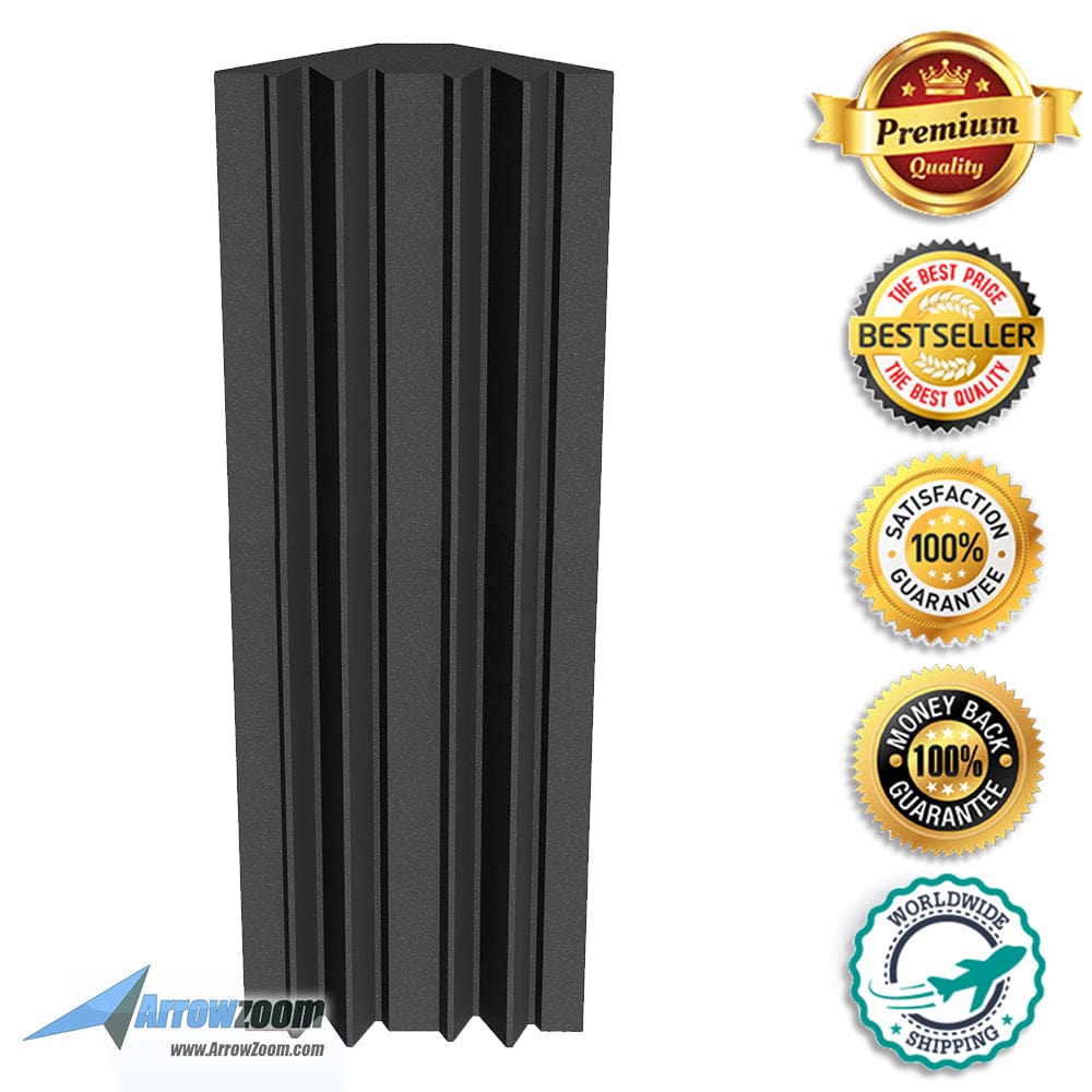Arrowzoom 8 Pcs Black Long Mini Bass Trap Acoustic Panels Sound Absorption Studio Soundproof Foam 2 Colors KK1138