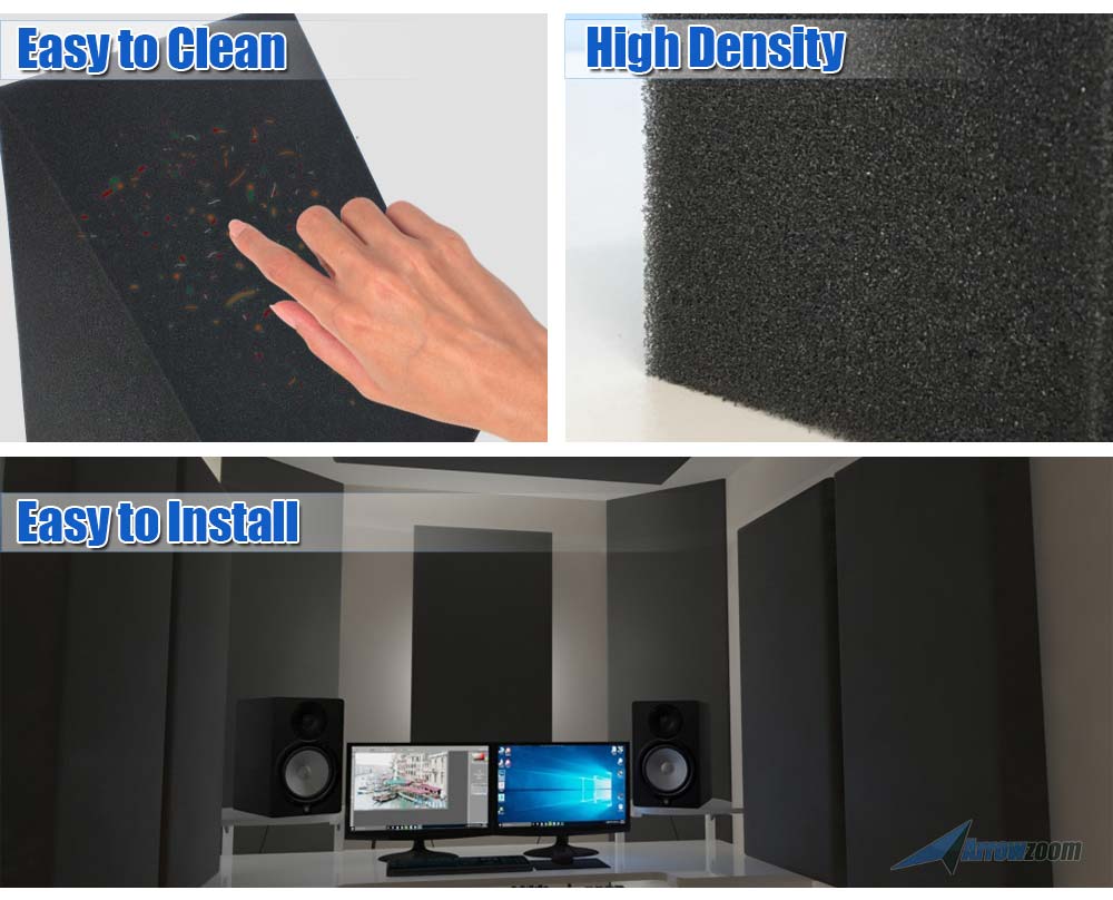 Arrowzoom 8 Pcs Triangle Corner Bass Trap Acoustic Foam for Room Audio Isolation and Studio Soundproofing 2 Sizes KK1161