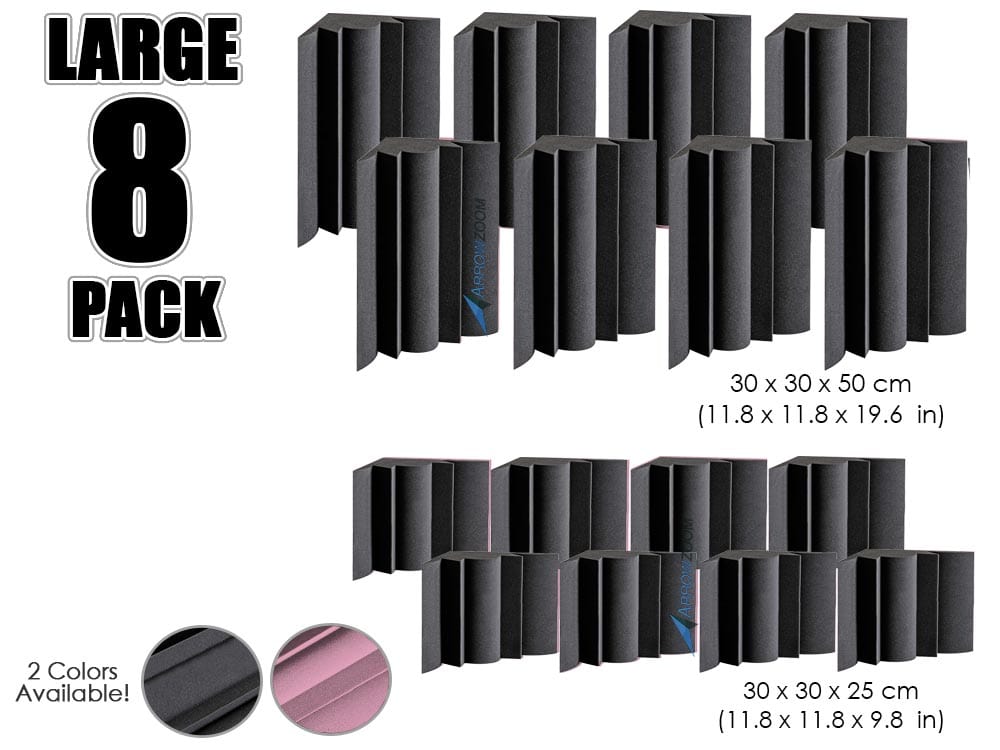 New 8 pcs Bundle Bass Trap Acoustic Panels Sound Absorption Studio Soundproof Foam 2 Colors KK1036 Black / 30cm X 30cm X 25cm (11.8 in X 11.8 in X 9.8 in)