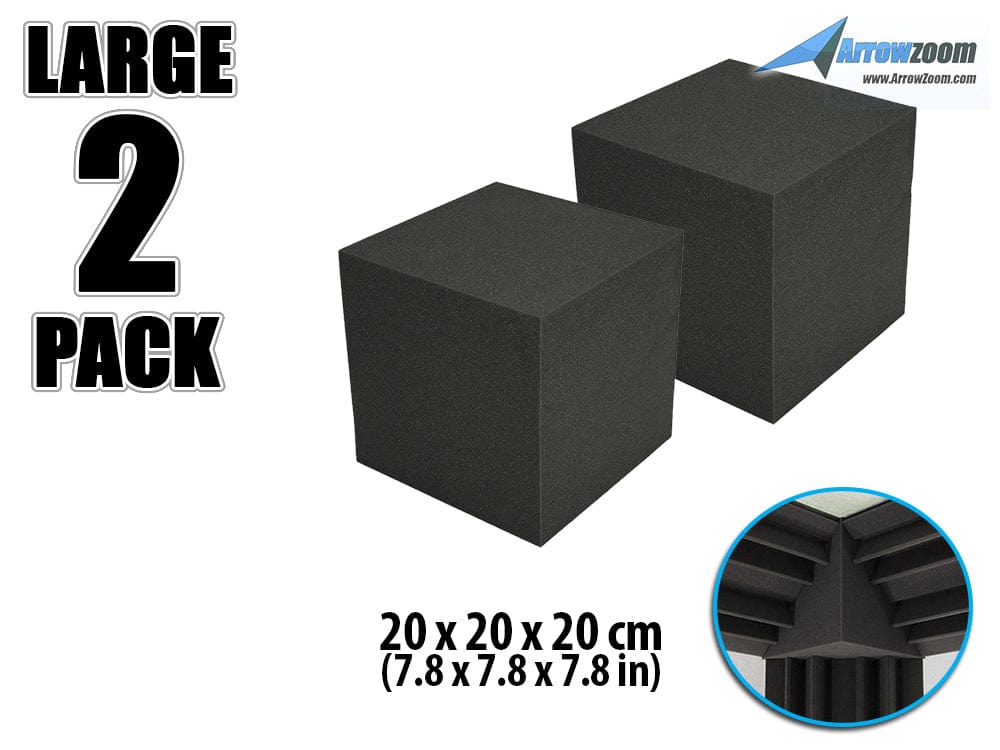 New 2 pcs Cube Corner Bass Trap Block Acoustic Panels Sound Absorption Studio Soundproof Foam 20 x 20 x 20 cm KK1135