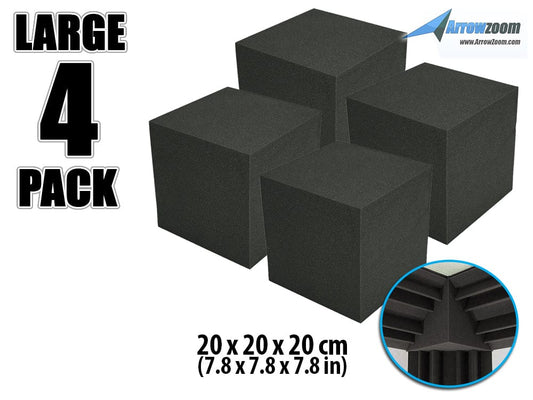 New 4 pcs Cube Corner Bass Trap Block Set Acoustic Panels Sound Absorption Studio Soundproof Foam 20 x 20 x 20 cm KK1135