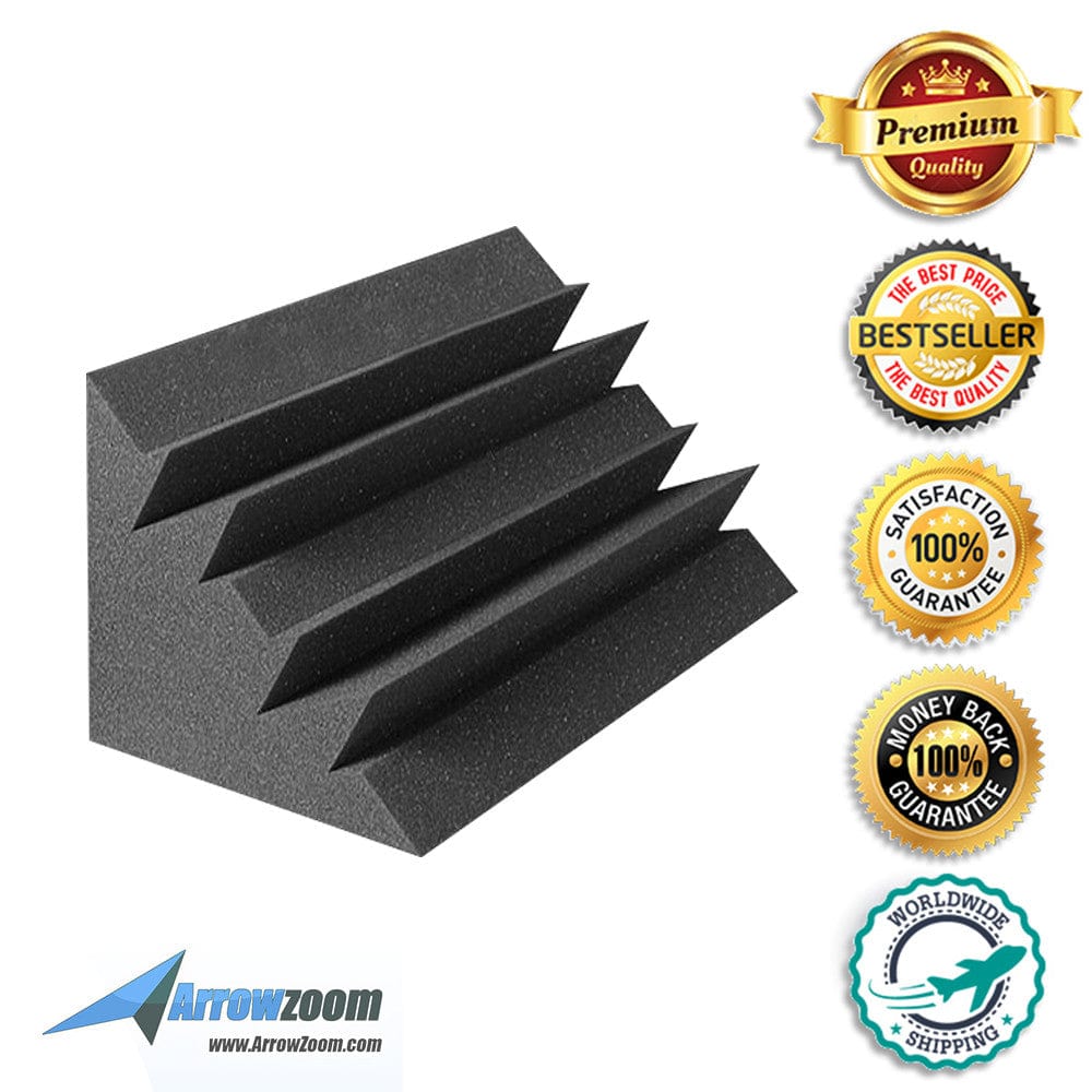 New 8 Pcs Bundle Black Bass Trap Acoustic Panels Sound Absorption Studio Soundproof Foam 2 Colors KK1133