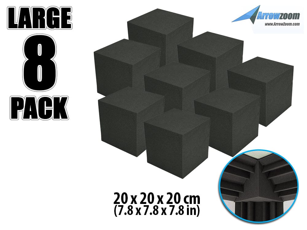 New 8 pcs Cube Corner Bass Trap Block Set Acoustic Panels Sound Absorption Studio Soundproof Foam 20 x 20 x 20 cm KK1135