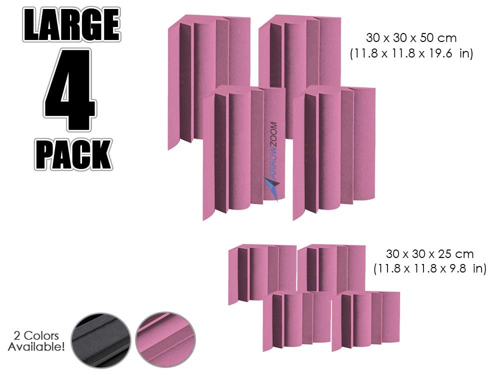 New 4 pcs Bundle Bass Trap Acoustic Panels Sound Absorption Studio Soundproof Foam 2 Colors KK1036 Purple / 30cm X 30cm X 25cm (11.8 in X 11.8 in X 9.8 in)