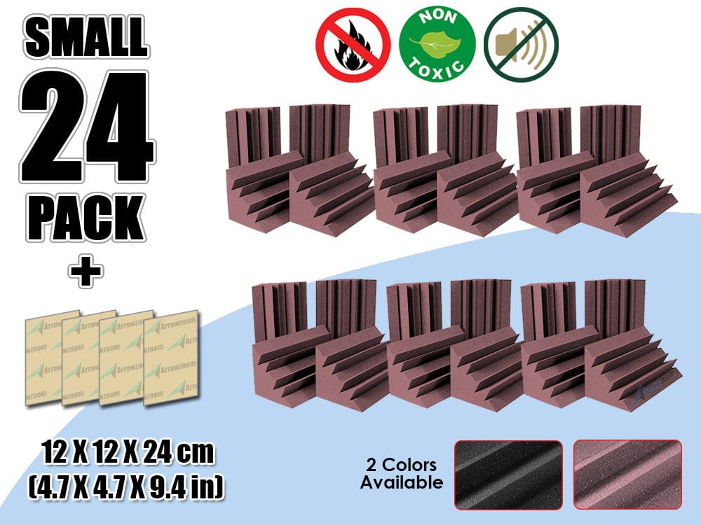 New 24 Pcs Bundle Black Bass Trap Acoustic Panels Sound Absorption Studio Soundproof Foam 2 Colors KK1133 Purple
