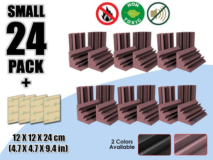 New 24 Pcs Bundle Black Bass Trap Acoustic Panels Sound Absorption Studio Soundproof Foam 2 Colors KK1133 Purple