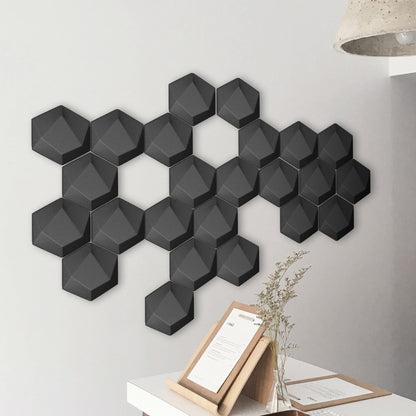 Arrowzoom 24 Pcs 3D Hexagon Adhesive Sound Absorbing Panels - KK1330