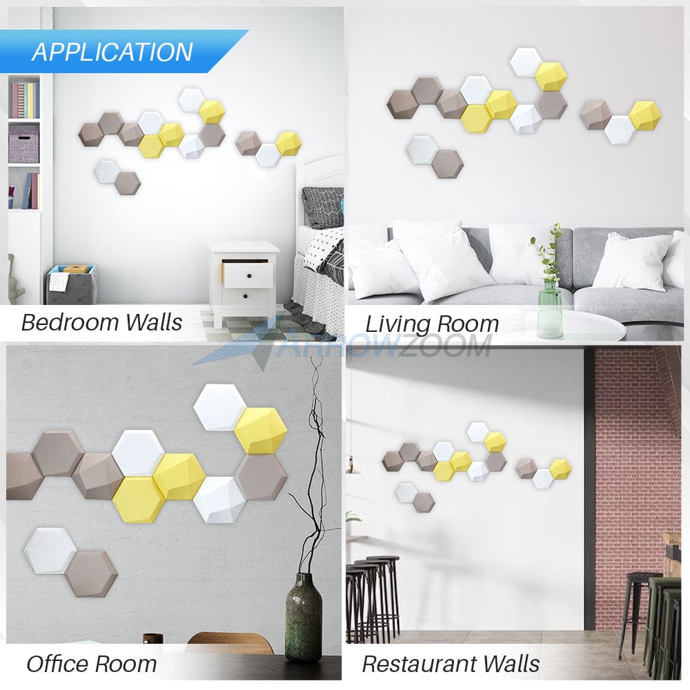 Arrowzoom Beehive 3D Hexagon Adhesive Sound Absorbing Panels - KK1333