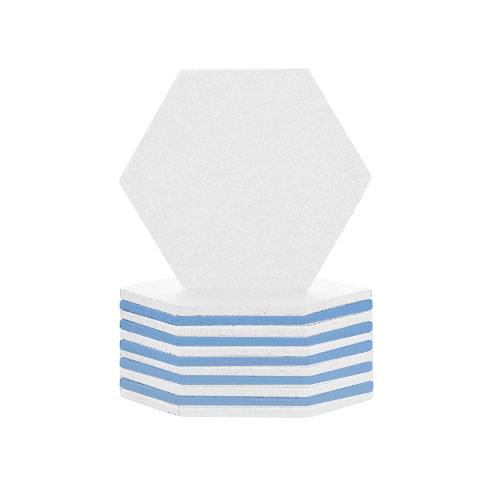 Arrowzoom Hexagon Felt Sound Absorbing Wall Panel - White and Baby Blue - KK1224 12 pieces - 17 x 20 x 1cm / 6.7 x 7.8 x 0.4 in / White and Baby Blue