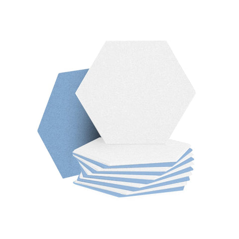 Arrowzoom Hexagon Felt Sound Absorbing Wall Panel - White and Baby Blue - KK1224 12 pieces - 26 x 30 x 1cm / 10.2 x 11.8 x 0.4 in / White and Baby Blue