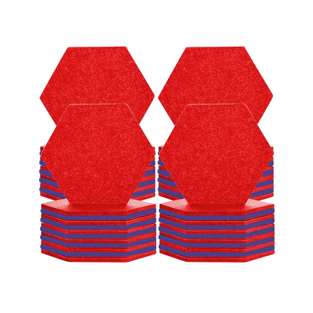 Arrowzoom Hexagon Felt Sound Absorbing Wall Panel - Red and Blue - KK1224 48 pieces - 17 x 20 x 1cm / 6.7 x 7.8 x 0.4 in / Red and Blue