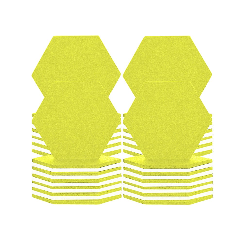 Arrowzoom Hexagon Felt Sound Absorbing Wall Panel - Yellow and White - KK1224 48 pieces - 17 x 20 x 1cm / Yellow and White