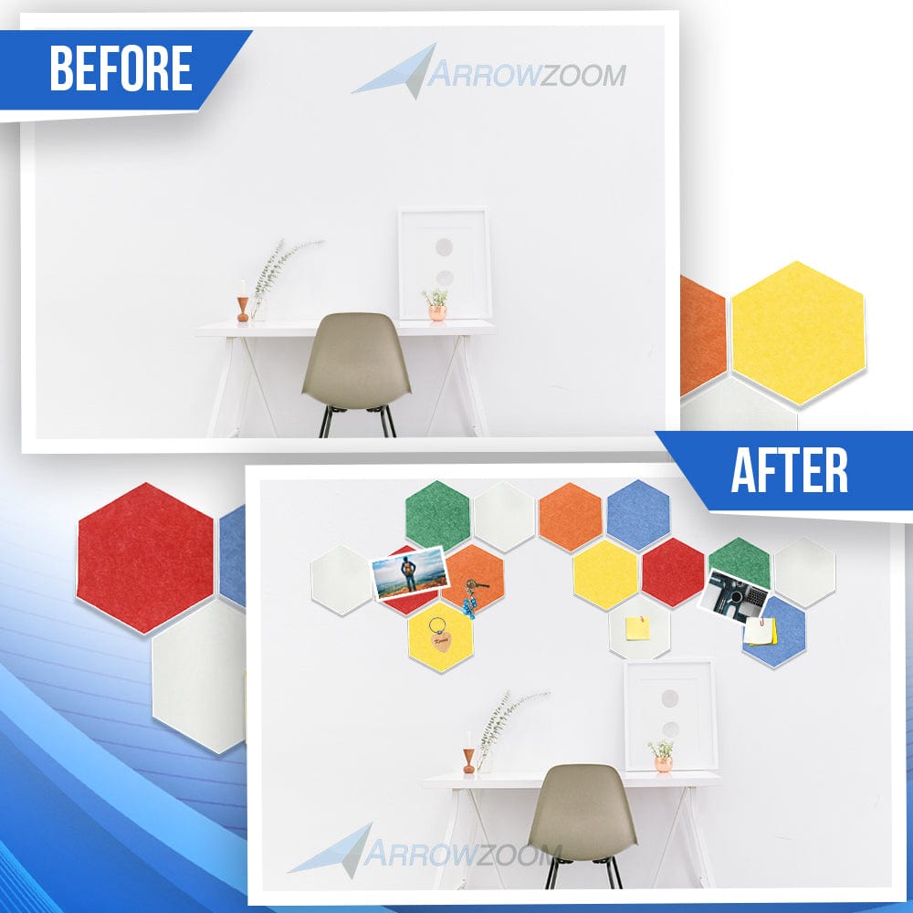 Arrowzoom Hexagon Felt Sound Absorbing Wall Panel - Black and White - KK1224