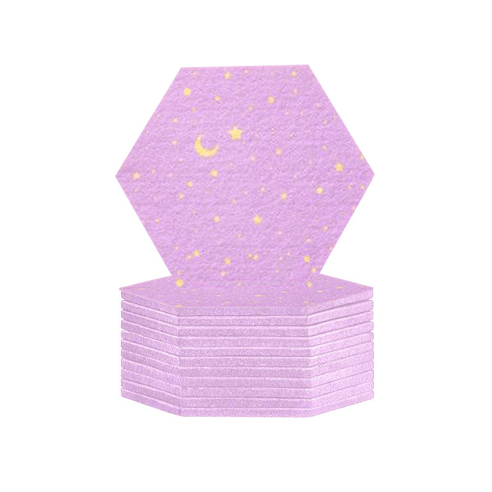 Arrowzoom Hexagon Felt Sound Absorbing Wall Panel - Starry Art - KK1231 Lavender / 12 pieces - 17 x 20 x 1cm / 6.7 x 7.8 x 0.4 in