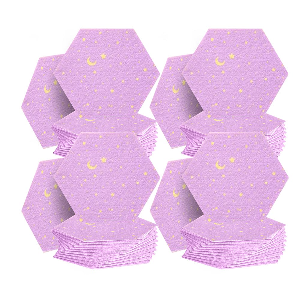 Arrowzoom Hexagon Felt Sound Absorbing Wall Panel - Starry Art - KK1231 Lavender / 48 pieces - 26 x 30 x 1cm / 10.2 x 11.8 x 0.4 in