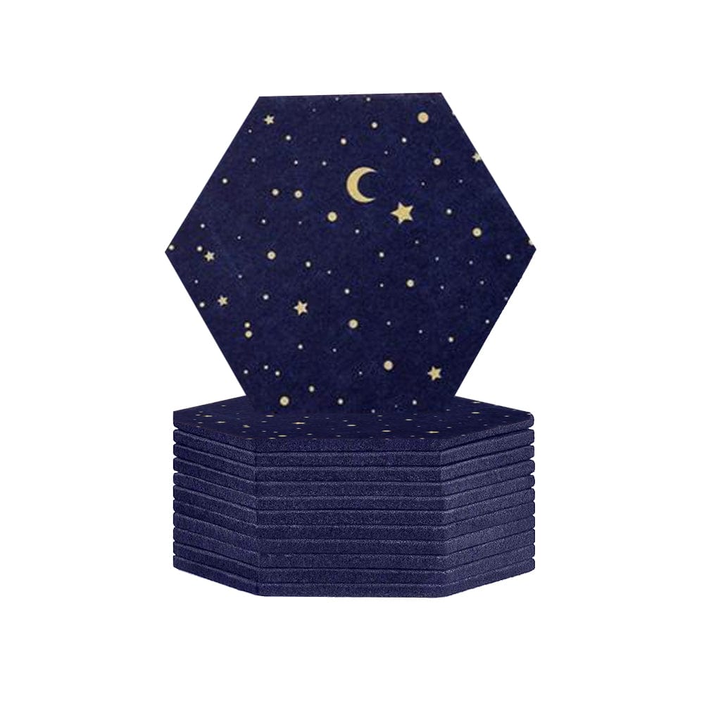 Arrowzoom Hexagon Felt Sound Absorbing Wall Panel - Starry Art - KK1231 Navy Blue / 12 pieces - 17 x 20 x 1cm / 6.7 x 7.8 x 0.4 in