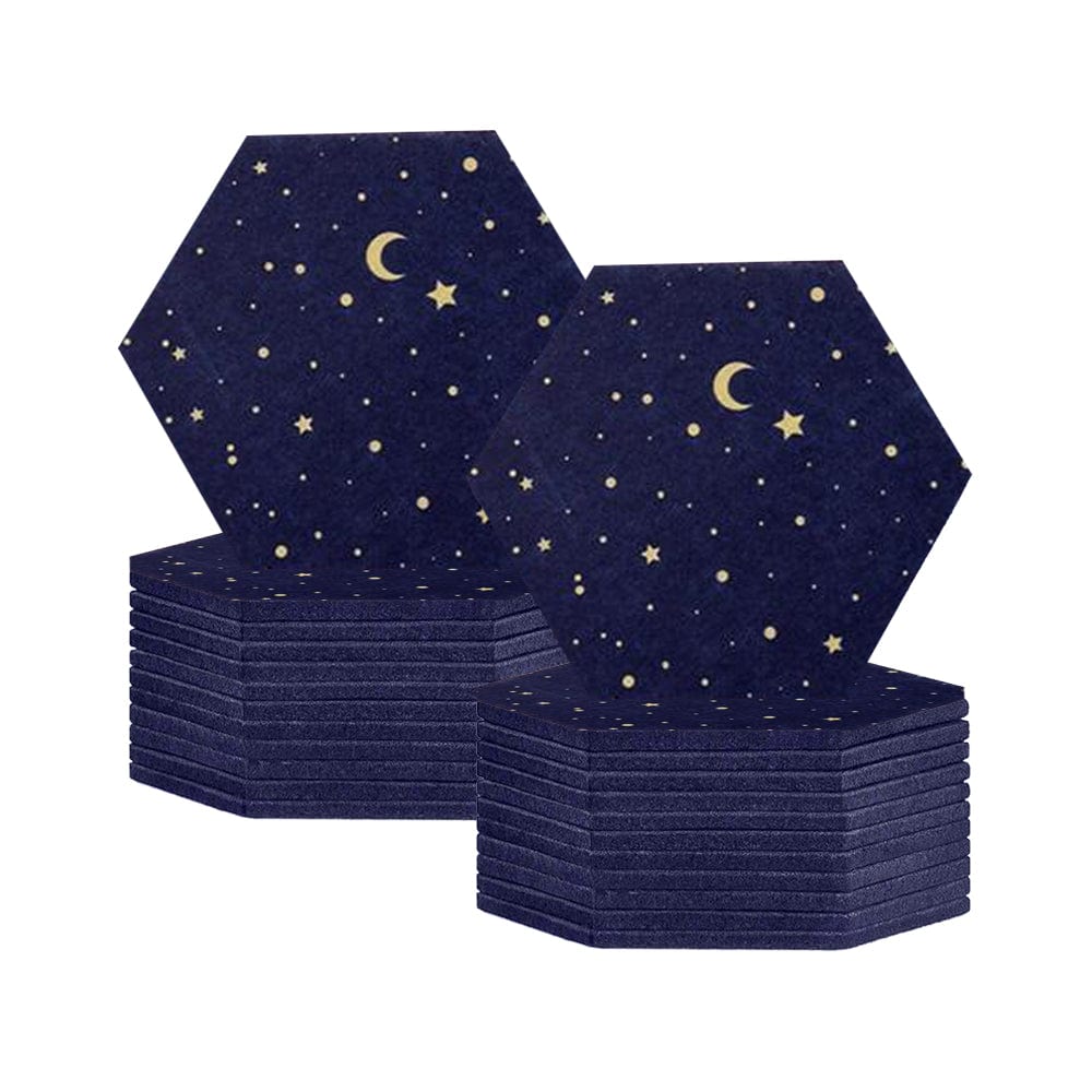 Arrowzoom Hexagon Felt Sound Absorbing Wall Panel - Starry Art - KK1231 Navy Blue / 24 pieces - 17 x 20 x 1cm / 6.7 x 7.8 x 0.4 in