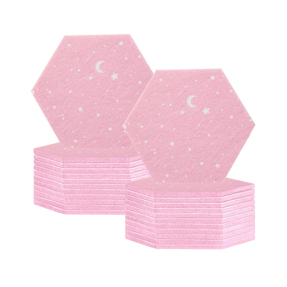 Arrowzoom Hexagon Felt Sound Absorbing Wall Panel - Starry Art - KK1231 Pink / 24 pieces - 17 x 20 x 1cm / 6.7 x 7.8 x 0.4 in