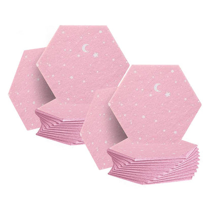 Arrowzoom Hexagon Felt Sound Absorbing Wall Panel - Starry Art - KK1231 Pink / 24 pieces - 26 x 30 x 1cm / 10.2 x 11.8 x 0.4 in