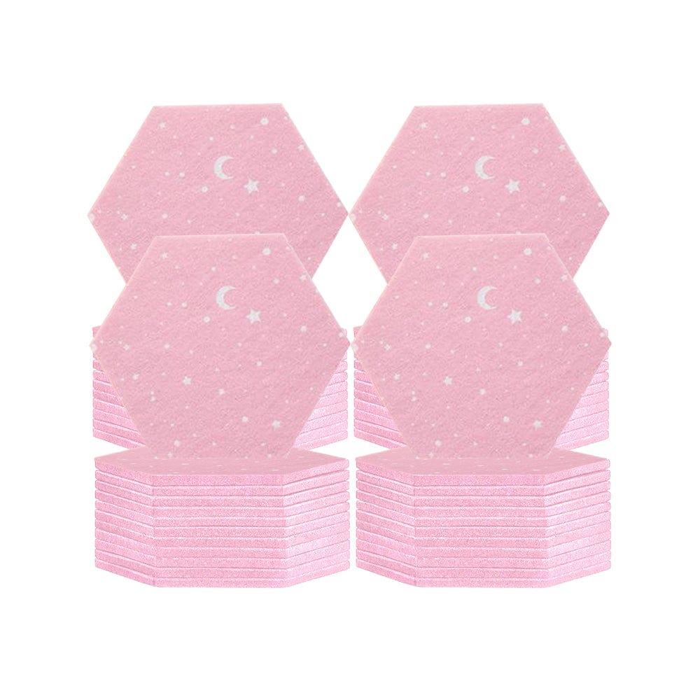 Arrowzoom Hexagon Felt Sound Absorbing Wall Panel - Starry Art - KK1231 Pink / 48 pieces - 17 x 20 x 1cm / 6.7 x 7.8 x 0.4 in