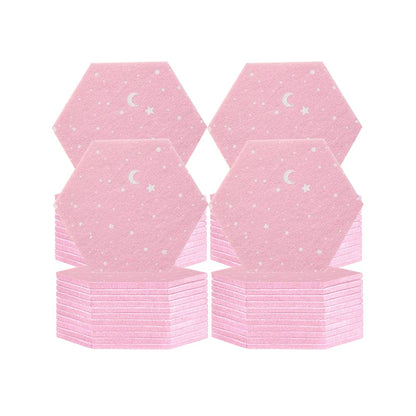 Arrowzoom Hexagon Felt Sound Absorbing Wall Panel - Starry Art - KK1231 Pink / 48 pieces - 17 x 20 x 1cm / 6.7 x 7.8 x 0.4 in