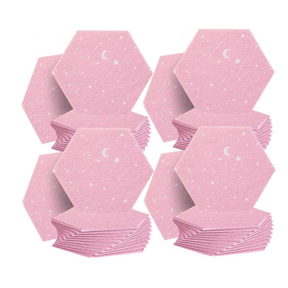 Arrowzoom Hexagon Felt Sound Absorbing Wall Panel - Starry Art - KK1231 Pink / 48 pieces - 26 x 30 x 1cm / 10.2 x 11.8 x 0.4 in