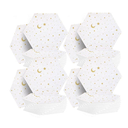 Arrowzoom Hexagon Felt Sound Absorbing Wall Panel - Starry Art - KK1231 White / 48 pieces - 26 x 30 x 1cm / 10.2 x 11.8 x 0.4 in