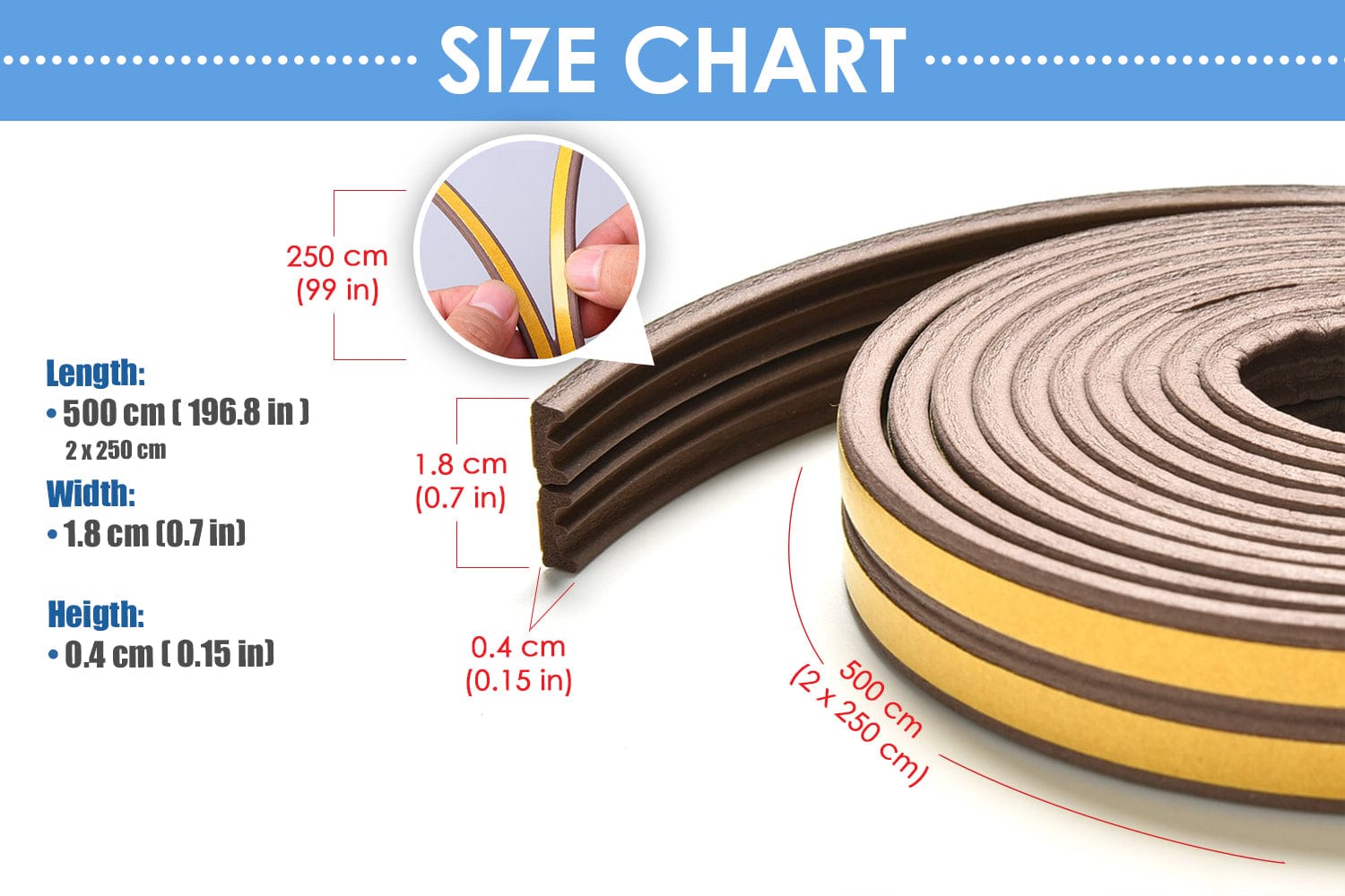 Arrowzoom Soundproof Weather Strip for Doors and Windows - 5 Meters - 3 Colors - KK1154