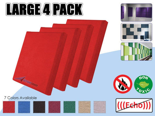 Arrowzoom 4 Pcs RED Color Eco-friendly Acoustic Textured Fabric Sound Echo Quiet Absorption Fire Retardant Panels KK1152