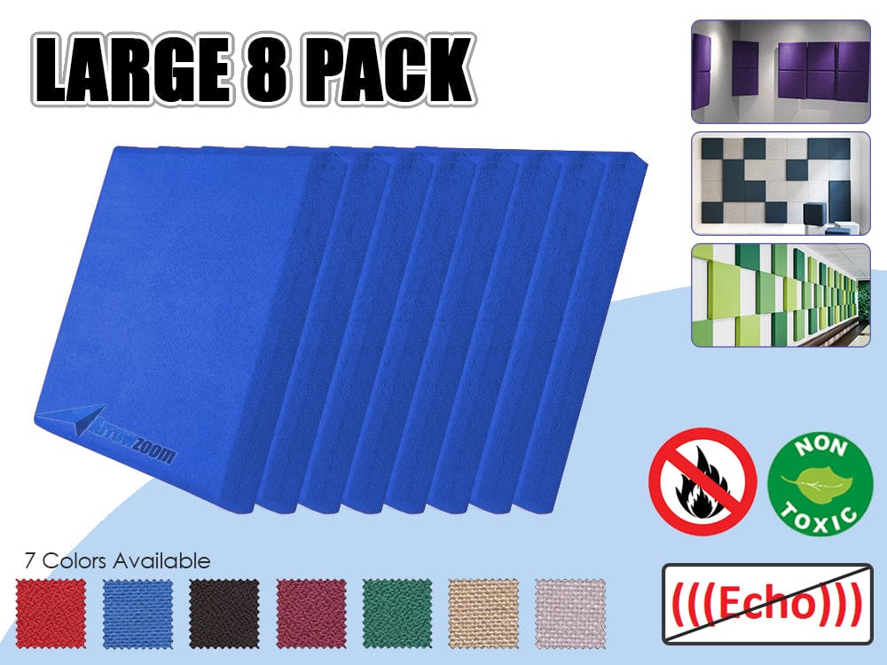 Arrowzoom 8 Pcs BLUE Color Eco-friendly Acoustic Textured Fabric Sound Echo Quiet Absorption Fire Retardant Panels KK1152