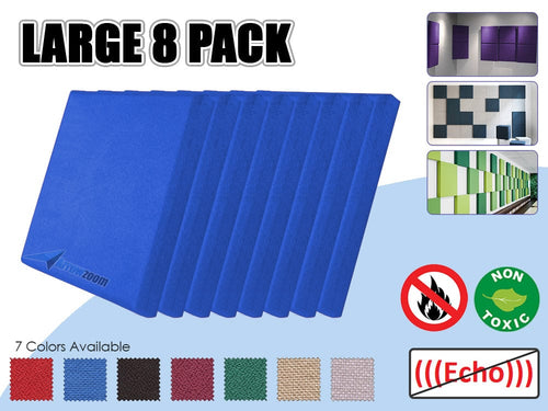 Arrowzoom 8 Pcs BLUE Color Eco-friendly Acoustic Textured Fabric Sound Echo Quiet Absorption Fire Retardant Panels KK1152