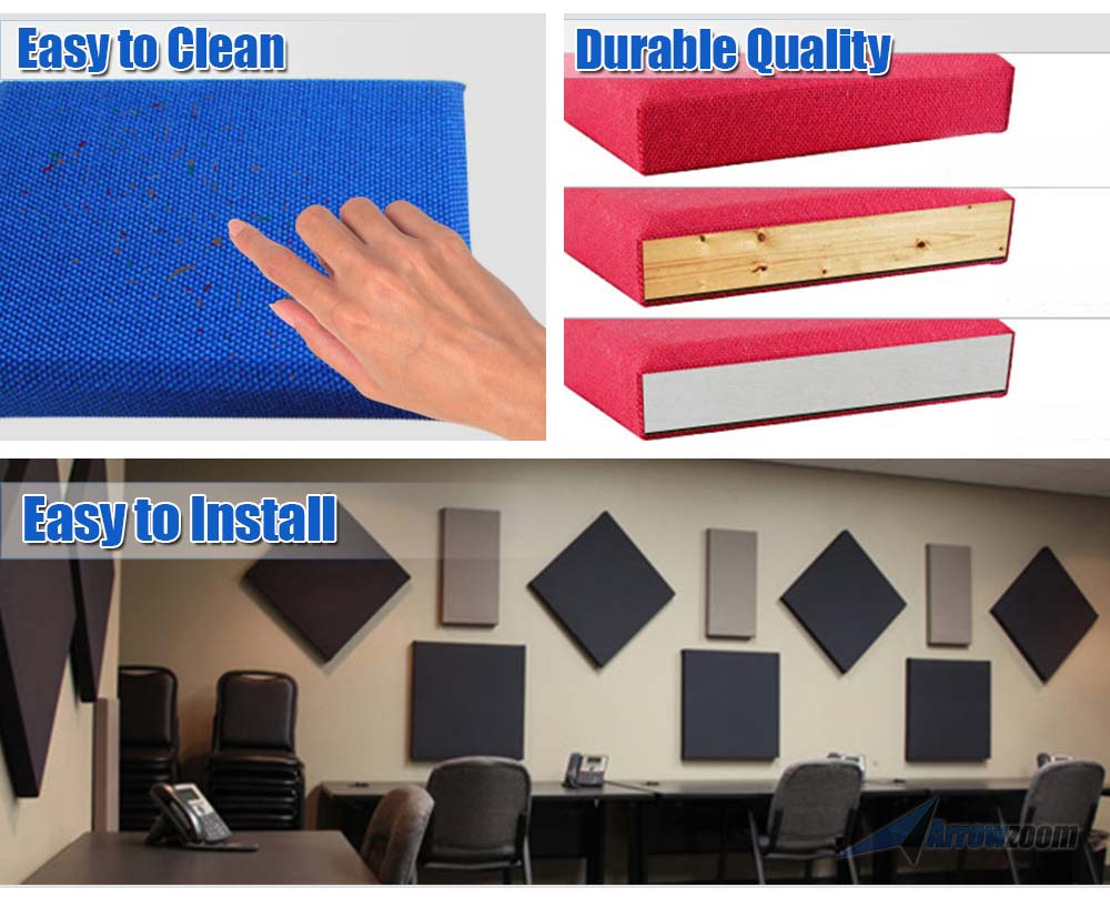 Arrowzoom 8 Pcs BURGUNDY Color Eco-friendly Acoustic Textured Fabric Sound Echo Quiet Absorption Fire Retardant Panels KK1152