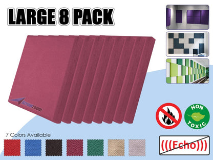 Arrowzoom 8 Pcs BURGUNDY Color Eco-friendly Acoustic Textured Fabric Sound Echo Quiet Absorption Fire Retardant Panels KK1152
