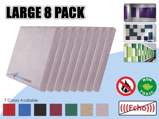 Arrowzoom 8 Pcs GRAY Color Eco-friendly Acoustic Textured Fabric Sound Echo Quiet Absorption Fire Retardant Panels KK1152