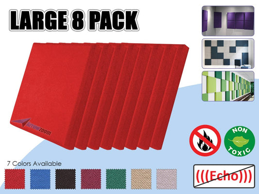 Arrowzoom 8 Pcs RED Color Eco-friendly Acoustic Textured Fabric Sound Echo Quiet Absorption Fire Retardant Panels KK1152