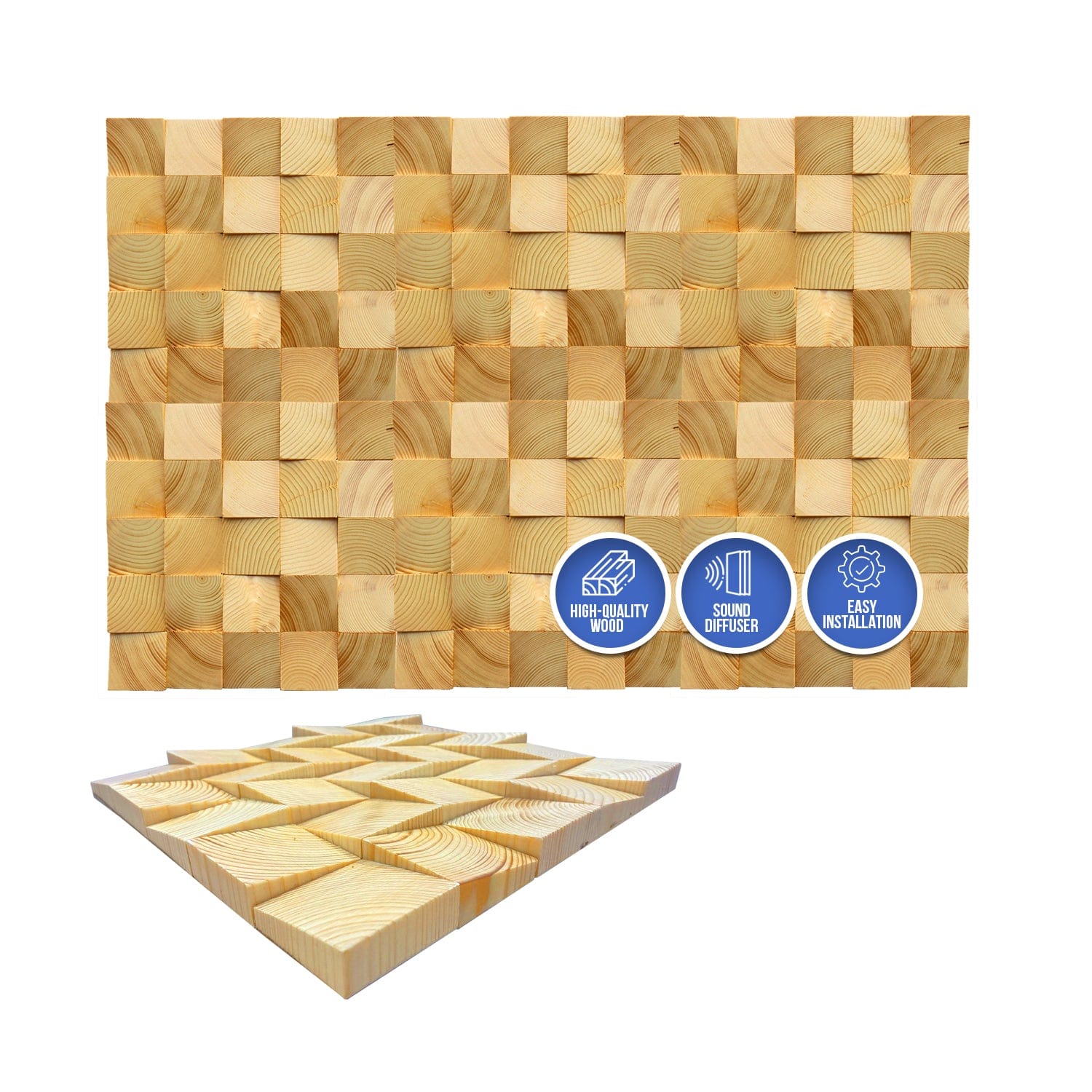 Arrowzoom™ Genuine 3D Geometric Style Wooden Wall Art Panel 30 x 30cm (12 x 12in) KK1234 1 / 30 x 30cm