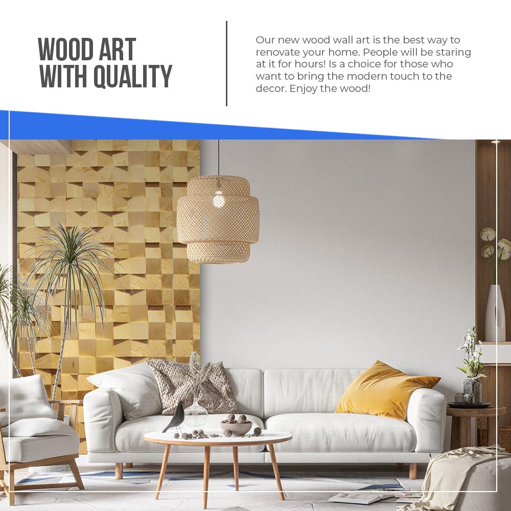 Arrowzoom™ Genuine 3D Geometric Style Wooden Wall Art Panel 30 x 30cm (12 x 12in) KK1234