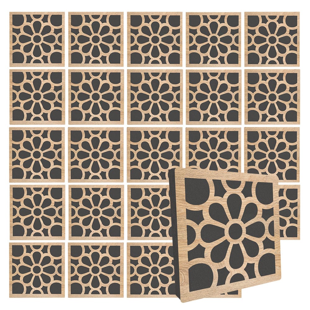 Arrowzoom™ Diffuse PRO Royal Petals Acoustic Wooden Panel - KK1309 24 Pcs - 29 x 29 x 5 cm /11.5 x 11.5 x 2 in